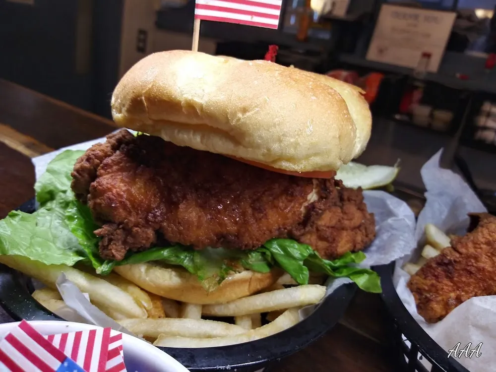 Angus Burger Grilled on a Potato Roll Basket